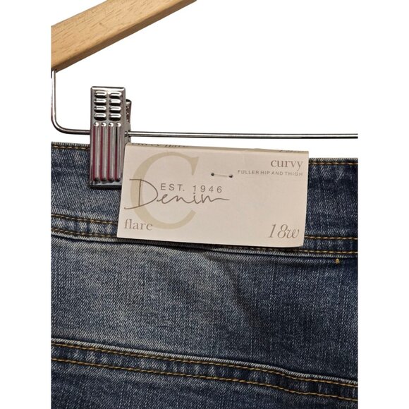 Cest 1946 Curvy Denim Jeans Womens Plus Size 18W Flare Leg Super Stretch - Picture 4 of 7